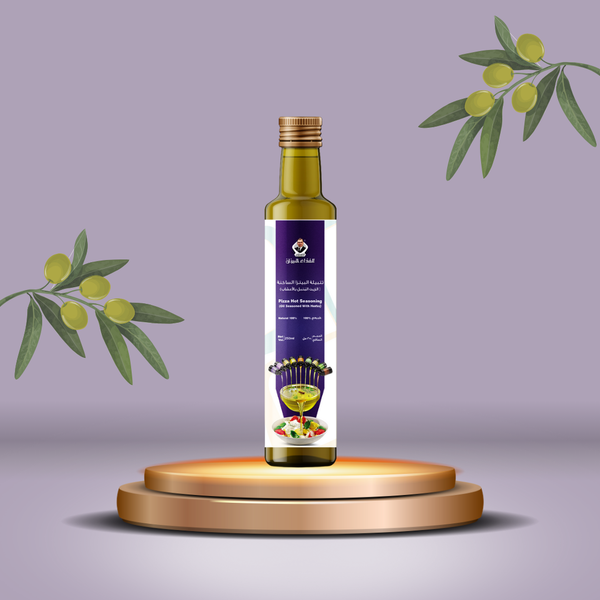 Huile d’olive assaisonnée aux herbes (mélange pour pizza chaude).